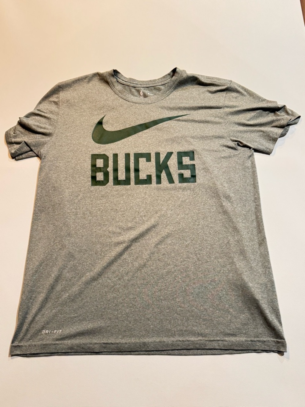 Nike Grey 'Bucks' Dri-FIT Short Sleeve Tee with Green Logo